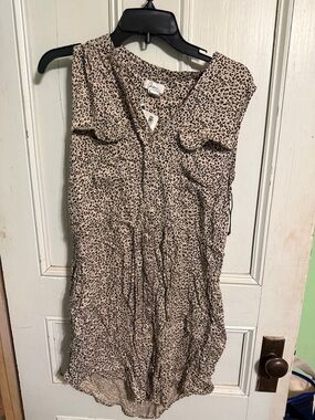 Chelsea28 Beige and Black Leopard Print romper